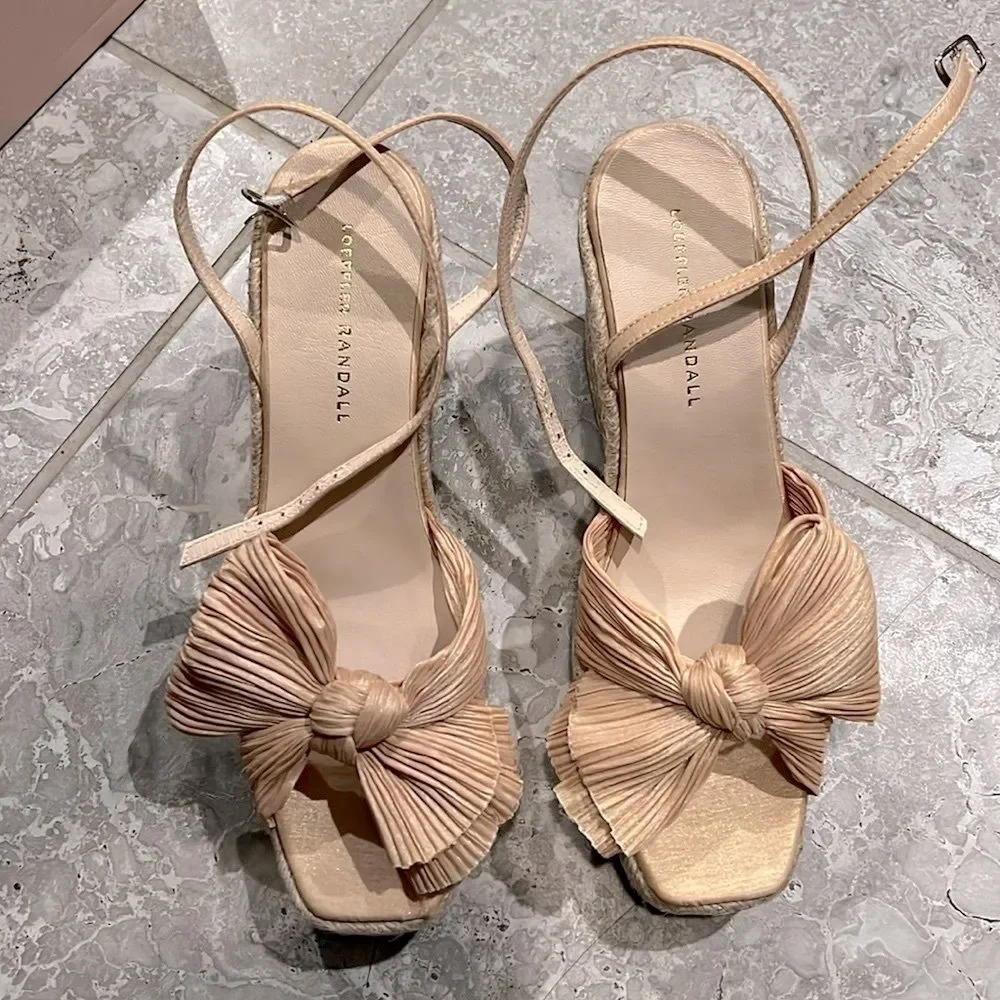 Loeffler Randall Peri Espadrille Wedge Sandals in Tan, New, Size EU 41 US 11